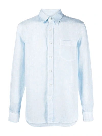 120% Lino Button-up Linen Shirt In Bluette