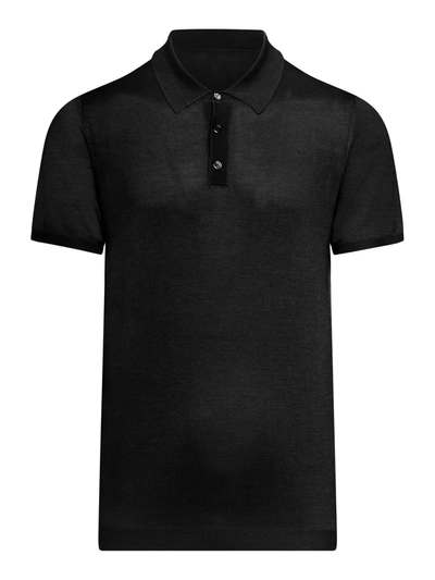 Roberto Collina Short-sleeve Cotton Polo Shirt In Black