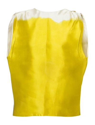 Prada Sleeveless Asymmetric Satin Button Top In Yellow