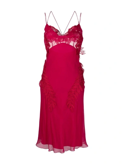 Alberta Ferretti Sleeveless Silk Midi Dress In Pink & Purple