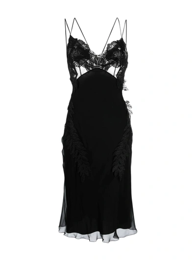 Alberta Ferretti Sleeveless Silk Midi Dress In Black