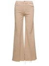 MOTHER BEIGE HIGH-WAIST FLARED JEANS IN COTTON BLEND WOMAN