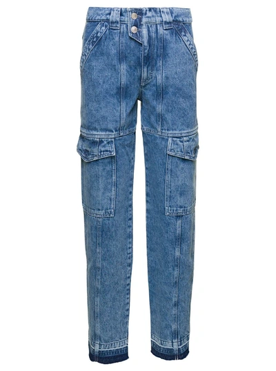 ISABEL MARANT ÉTOILE BLUE DENIM CARGO PANTS WITH POCKETS IN COTTON WOMAN