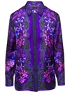 VERSACE PURPLE SHIRT WITH BAROCCO ORCHID PRNT IN SILK WOMAN