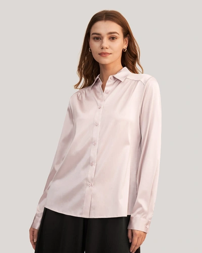 Lilysilk Women's Long Sleeves Collared Silk Blouse In Pale Pink