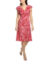 London Times V-neck Ruffle Midi Dress In Red