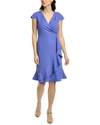 London Times Wrap Cascade Midi Dress In Nocolor