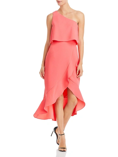 Aqua Womens Crepe One Shoulder Cocktail And Party Dress In Pink