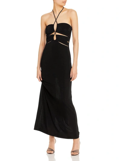 FORE WOMENS CUT-OUT MAXI HALTER DRESS