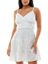 Speechless Juniors Womens Seersucker Ruched Fit & Flare Dress In Multi