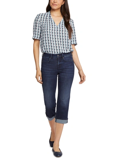 Nydj Juniors Womens Denim Dark Wash Straight Leg Jeans In Multi