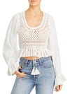 FREE PEOPLE WOMENS CROCHET CROPPED BLOUSE