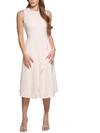 Calvin Klein Womens Ruffled Midi Fit & Flare Dress In Pink