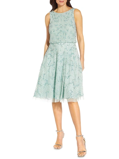 Aidan Mattox Womens Boat Neck Knee-length Cocktail And Party Dress In Green