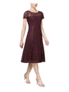 SLNY WOMENS LACE SEQUINED MIDI DRESS