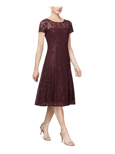 Slny Womens Sequined Lace Cocktail Dress In Red