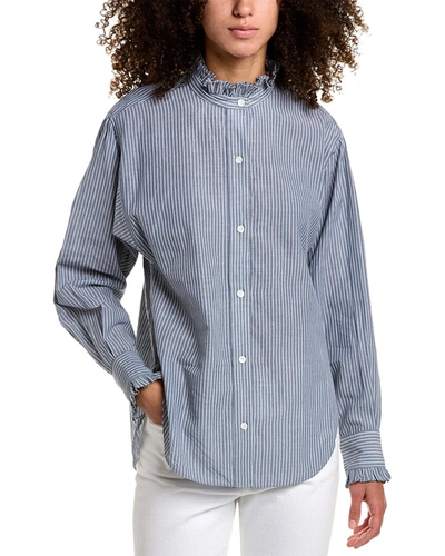 Isabel Marant Saoli Ruffled Striped Shirt In Blue