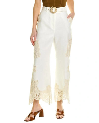 Zimmermann Tiggy Embroidered Pants In Nude & Neutrals