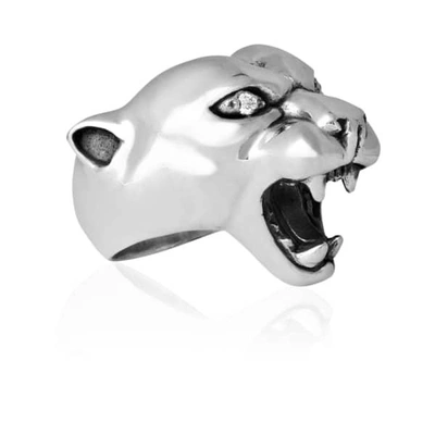 Gucci Panther Ring Silver With Diamond In Metallic