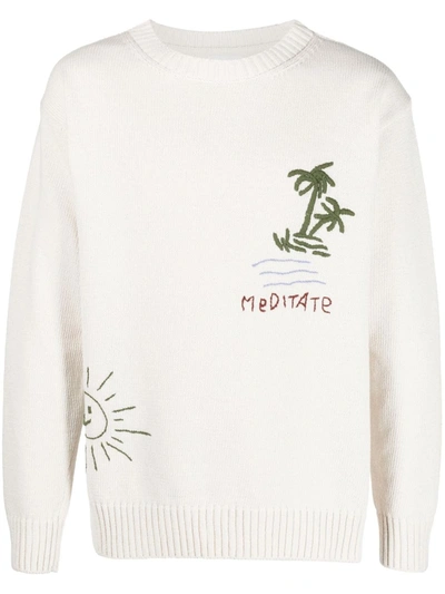 President's Logo-print Knitted Sweatshirt In Beige