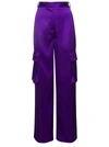 VERSACE PURPLE CARGO PANTS SATN EFFECT WITH CARGO POCKETS IN VISCOSE WOMAN