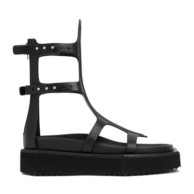 Rick Owens Black Cyclops Spartan Leather Platform Sandals In Multi-colored