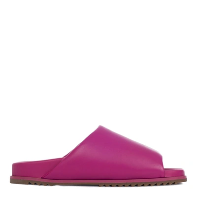 Rick Owens Granolas Leather Slides In Fuchsia