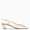 Roger Vivier Belle Vivier 45 Slingback Pumps In Patent Leather In White