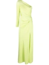 Roland Mouret Asymmetric Stretch Silk Gown With Cut-out Detail In Verde Chiaro