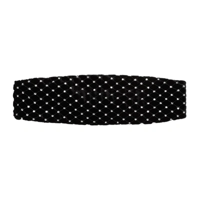 Saint Laurent Crystal-embellished Headband In Black