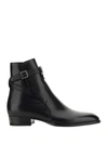 Saint Laurent Buckle-fastened Ankle Boots In Nero