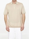 John Smedley Textured Fine-knit Wool Polo Shirt In <p>short-sleeved Polo Shirt In Soft Sand-colored Cotton. It Features Classic Collar, Front Buttoned