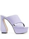 Si Rossi Leather Heel Mules In Lilac