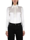 Dolce & Gabbana Collared Long-sleeve Silk Blouse In White