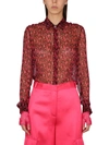 Versace Logo-print Semi-sheer Silk Shirt In Purple
