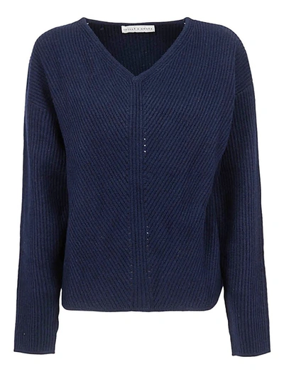 Skill&genes V-neck Wool Sweater In Blue