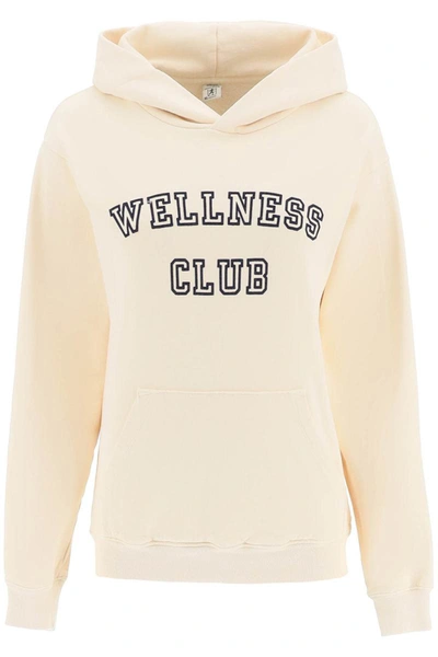Sporty And Rich Wellness Club Logo-print Cotton-jersey Hoody In Cream Navy