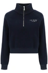 Sporty And Rich Fleece Half-zip Sweatshirt In Blue