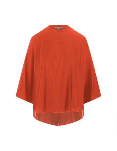 Stella Mccartney Draped Fluid Viscose Satin Cape Top In Orange