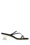 Stuart Weitzman Suede Lucite Heel Strappy Sandals In Black