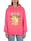 Msgm Vibrant Sweatshirt With Drawstring Hood And Playful Graphic In Purple