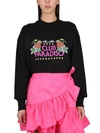 Msgm Black Sweatshirt With Logo Embossing In Black