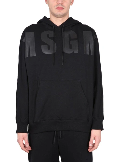 Msgm Sweatshirt With Maxi Logo In Black