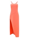 Attico Fujiko Double-strap Asymmetric Midi Dress In Salmon