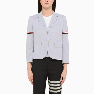 Thom Browne Rwb Stripe Single-breasted Blazer In Navy,white