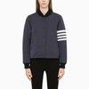 Thom Browne Tech Striped Down Padded Varsity Jacket In Blue