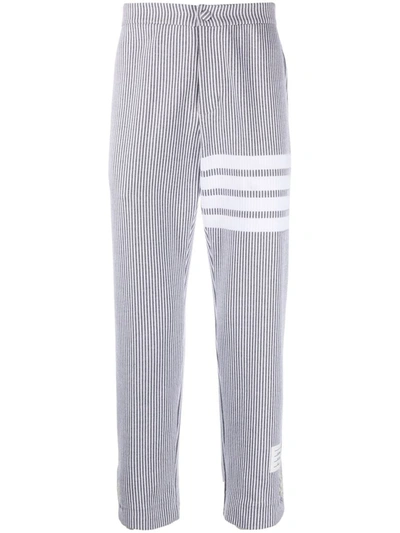 Thom Browne 4-bar Seersucker Tailored Trousers In Grey