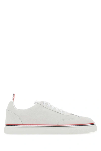 Thom Browne Rubberized Leather Low-top Sneakers In White