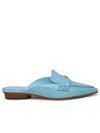 Tory Burch Light Blue Shiny Leather Pointed Sabots In Light Blue