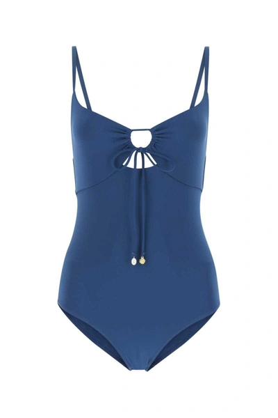 Tory Burch Woman One-piece Swimsuit Slate Blue Size L Nylon, Lycra